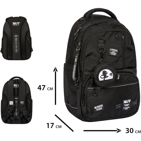 Фото - Рюкзак школьный YES TS-50L Black Cat (550374)